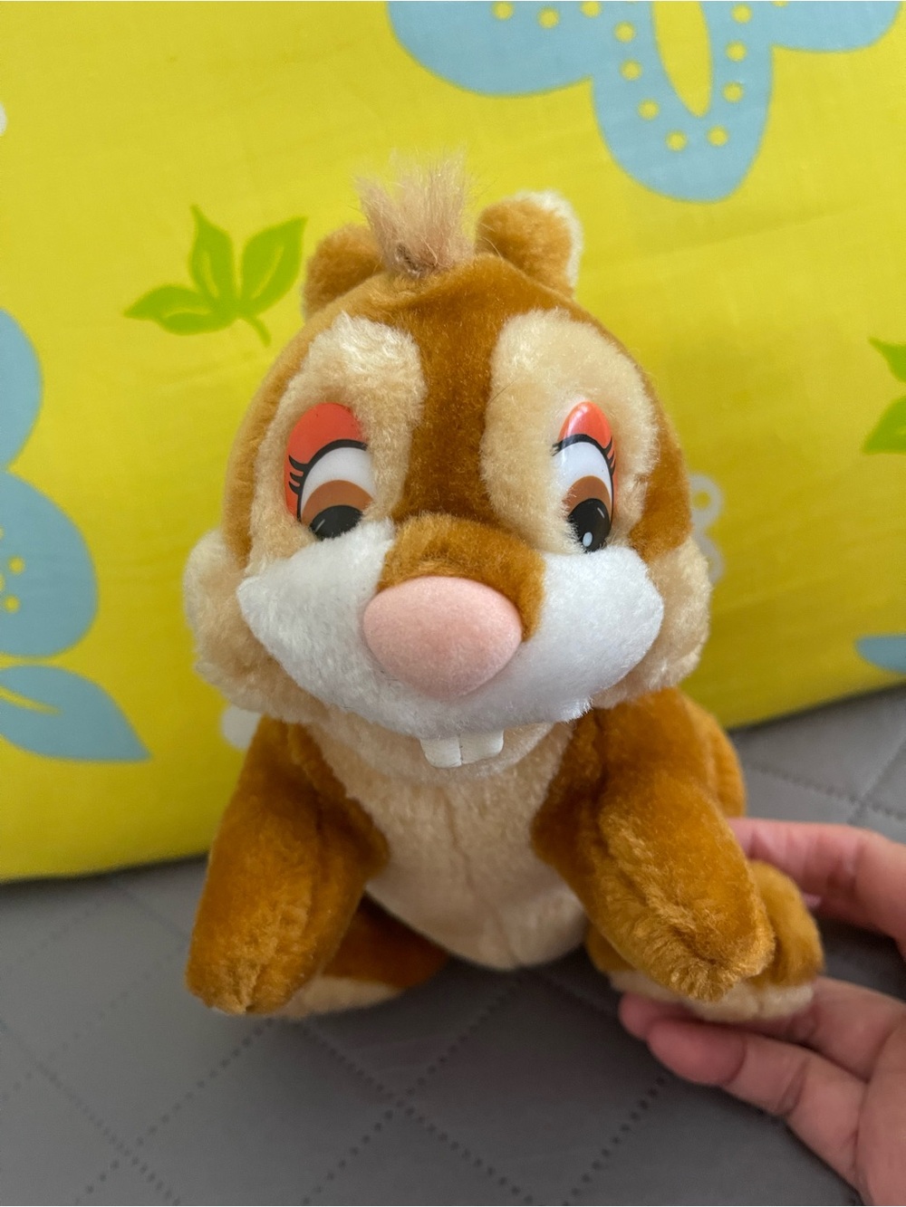 Cute Brown and Cream Chipmunk Plush Toy with Pink Nose